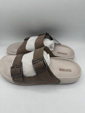 Skechers Hyper Slide-Vida Sandals Leather Dark Taupe Women's Size 10